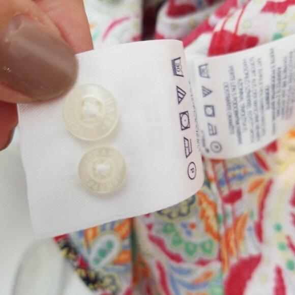 CHAPS no iron 100% cotton bright red floral button down shirt MP - Picture 9 of 10